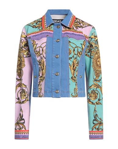 VERSACE JEANS COUTURE VERSACE JEANS COUTURE WOMAN DENIM OUTERWEAR AZURE SIZE 6 COTTON, ELASTANE 