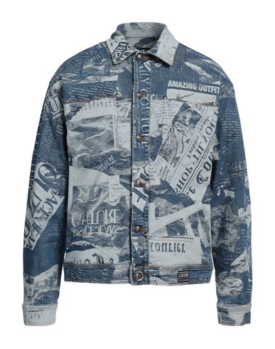 Shop Versace Jeans Couture Man Denim Shirt Blue Size 40 Cotton, Elastane