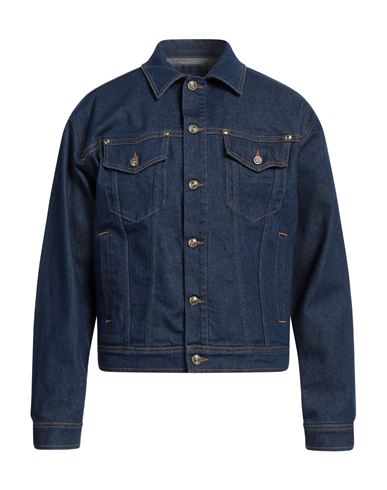 Shop Versace Jeans Couture Man Denim Outerwear Blue Size 42 Cotton, Elastane