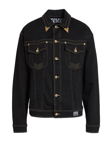 Shop Versace Jeans Couture Man Denim Outerwear Black Size 40 Cotton, Elastane