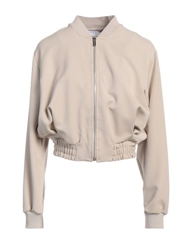 GAELLE PARIS GAËLLE PARIS WOMAN JACKET BEIGE SIZE 4 POLYESTER, VISCOSE, ELASTANE 