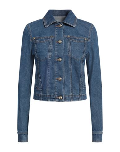VERSACE JEANS COUTURE VERSACE JEANS COUTURE WOMAN DENIM OUTERWEAR BLUE SIZE 6 COTTON, ELASTANE 