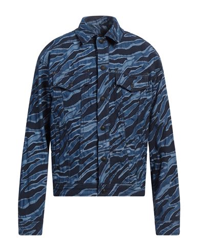 Shop Versace Jeans Couture Man Denim Outerwear Blue Size 42 Cotton, Polyamide, Elastane