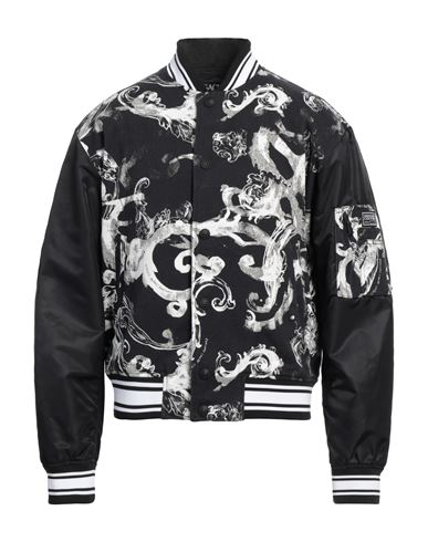 Versace Jeans Couture Black Watercolor Bomber Jacket In Black