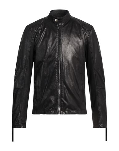 Street Leathers Man Jacket Black Size Xl Polyester, Elastane In Black