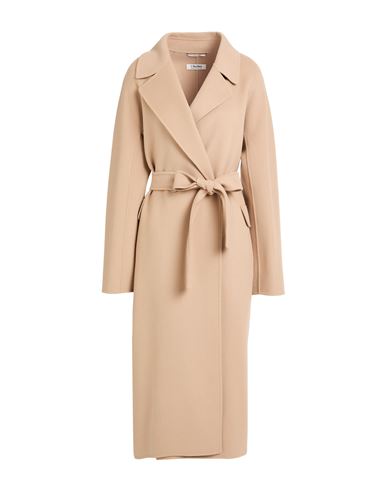 Shop 's Max Mara Woman Coat Beige Size 12 Virgin Wool