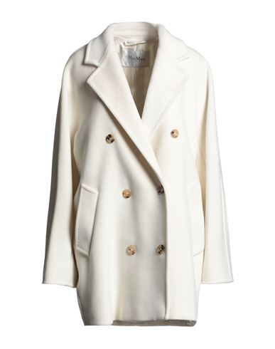 Max Mara Woman Coat Ivory Size 12 Virgin Wool, Cashmere In White
