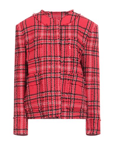 Msgm Woman Jacket Red Size 6 Cotton, Acrylic, Polyester