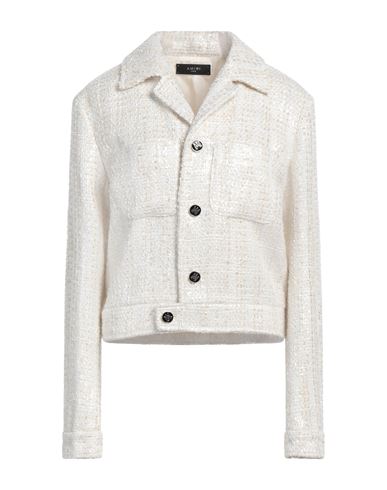 Amiri Woman Jacket Ivory Size 10 Polyester, Wool In White