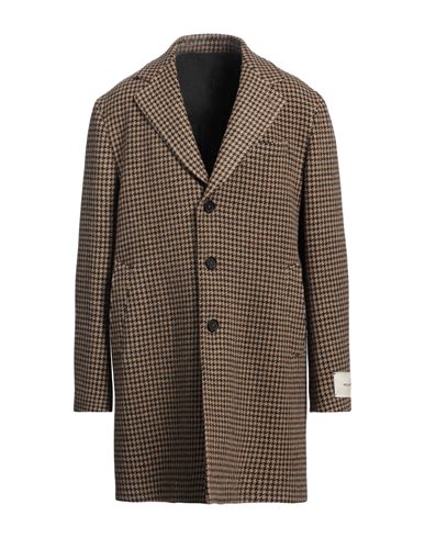 Paoloni Man Coat Camel Size 42 Virgin Wool In Brown