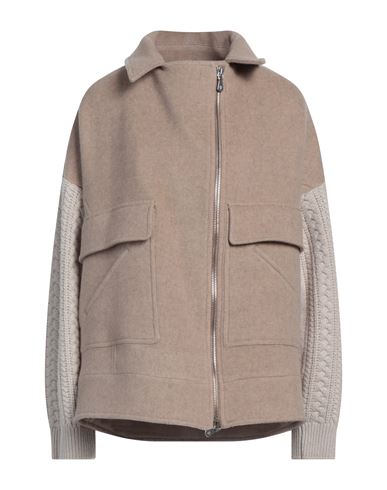 Eleventy Woman Coat Sand Size 2 Wool, Cashmere In Sand