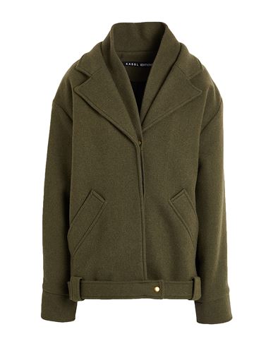 Kassl Editions Woman Coat Military Green Size 10 Wool, Nylon, Cotton
