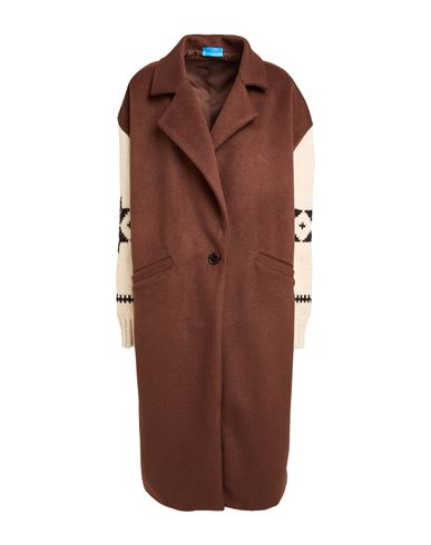 Miss Miller Woman Coat Brown Size M Polyester In Burgundy