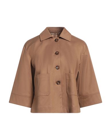 Marella Woman Jacket Camel Size 12 Cotton, Lyocell, Elastane