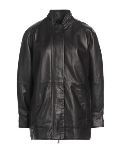 Marella Woman Jacket Black Size 10 Ovine Leather