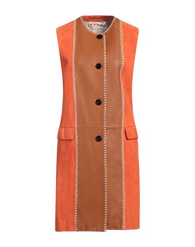 Marni Woman Overcoat & Trench Coat Orange Size 4 Lambskin