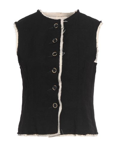Uma Wang Woman Tailored Vest Black Size M Virgin Wool, Linen, Cotton