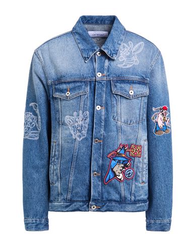 Off-white Man Denim Outerwear Blue Size M Cotton In Animal Print