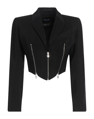 Mugler Woman Jacket Black Size 6 Viscose, Virgin Wool In Black