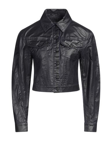 Mugler Woman Denim Outerwear Midnight Blue Size 6 Cotton