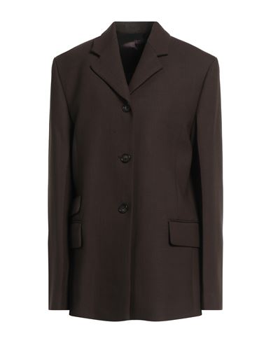 Totême Toteme Woman Blazer Dark Brown Size 6 Recycled Polyester, Wool, Elastane In Black