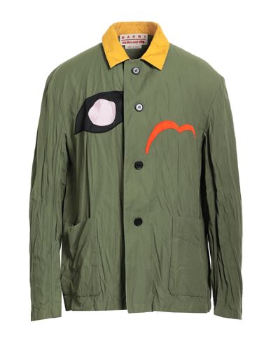 Marni Man Jacket Military Green Size 40 Polyamide, Cotton, Linen, Viscose, Polyester