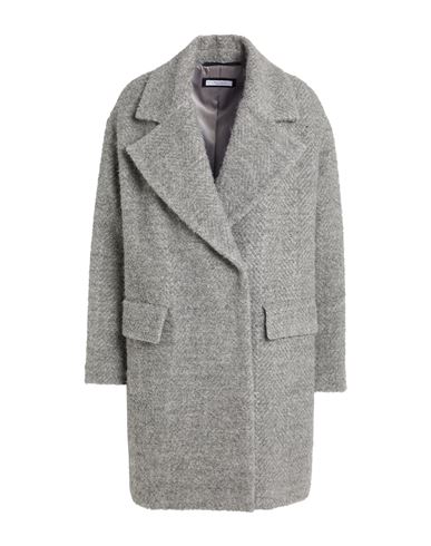 Shop Peserico Woman Coat Grey Size 6 Alpaca Wool, Virgin Wool, Polyamide, Lurex