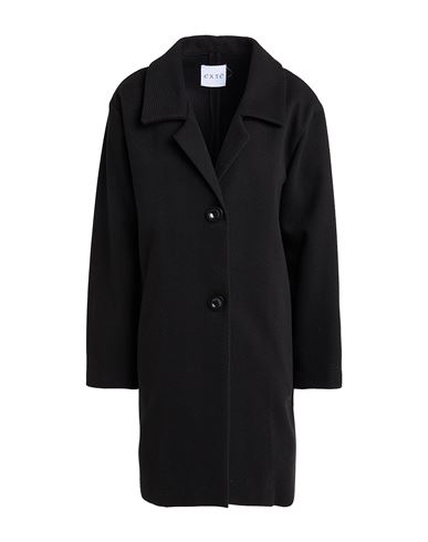 Exte Woman Coat Black Size L Polyester, Wool, Viscose In Black