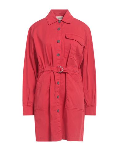 Shop Semicouture Woman Overcoat & Trench Coat Red Size 6 Cotton, Elastane