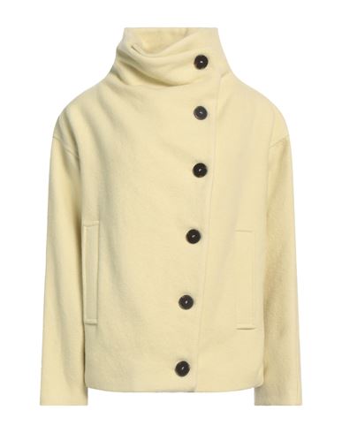 ALYSI ALYSI CRÈME WOMAN COAT YELLOW SIZE 4 VIRGIN WOOL 