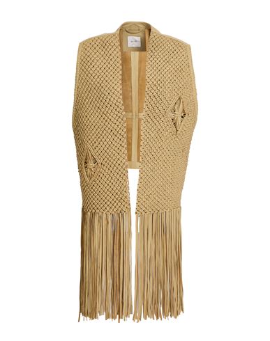 ALYSI ALYSI CRÈME WOMAN TAILORED VEST SAND SIZE 8 LEATHER 
