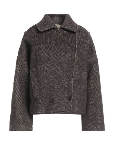 ALYSI ALYSI CRÈME WOMAN JACKET DARK BROWN SIZE 6 VIRGIN WOOL, ALPACA WOOL, POLYAMIDE 