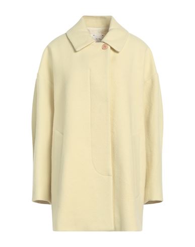 ALYSI ALYSI CRÈME WOMAN COAT PASTEL YELLOW SIZE 8 VIRGIN WOOL, VISCOSE 