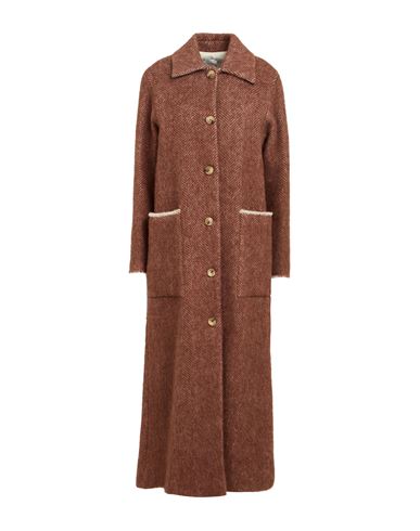 ALYSI ALYSI WOMAN COAT BROWN SIZE 4 VIRGIN WOOL, ALPACA WOOL, POLYAMIDE 