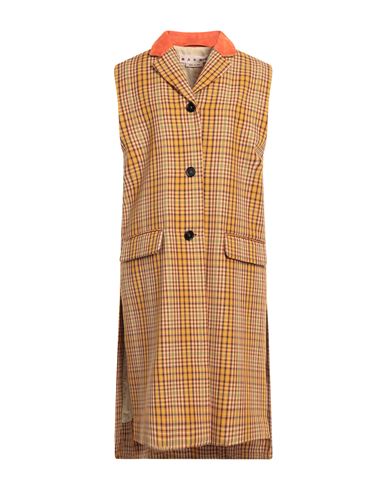 Marni Woman Coat Orange Size 6 Virgin Wool, Lambskin