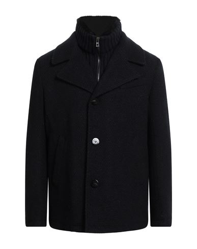 Gms-75 Man Coat Midnight Blue Size L Wool, Polyamide, Acrylic, Polyester, Shearling In Black