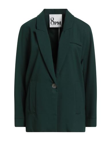 8PM 8PM WOMAN BLAZER DARK GREEN SIZE XXS POLYESTER, VISCOSE, ELASTANE, METAL 