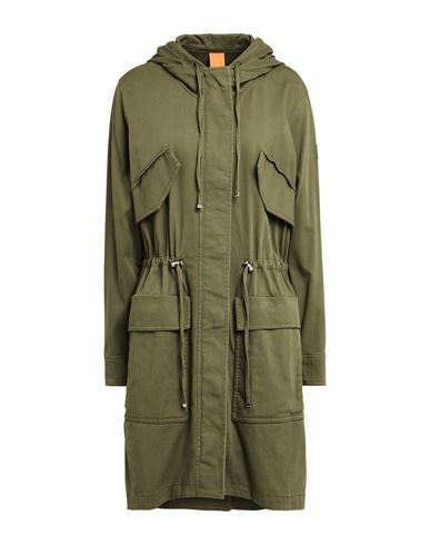 Hugo Boss Boss Woman Overcoat & Trench Coat Military Green Size 6 Cotton, Elastane