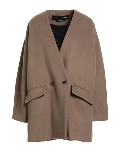 Isabel Benenato Woman Coat Taupe Size 8 Virgin Wool, Polyamide