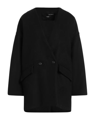 Isabel Benenato Woman Coat Black Size 6 Virgin Wool, Polyamide