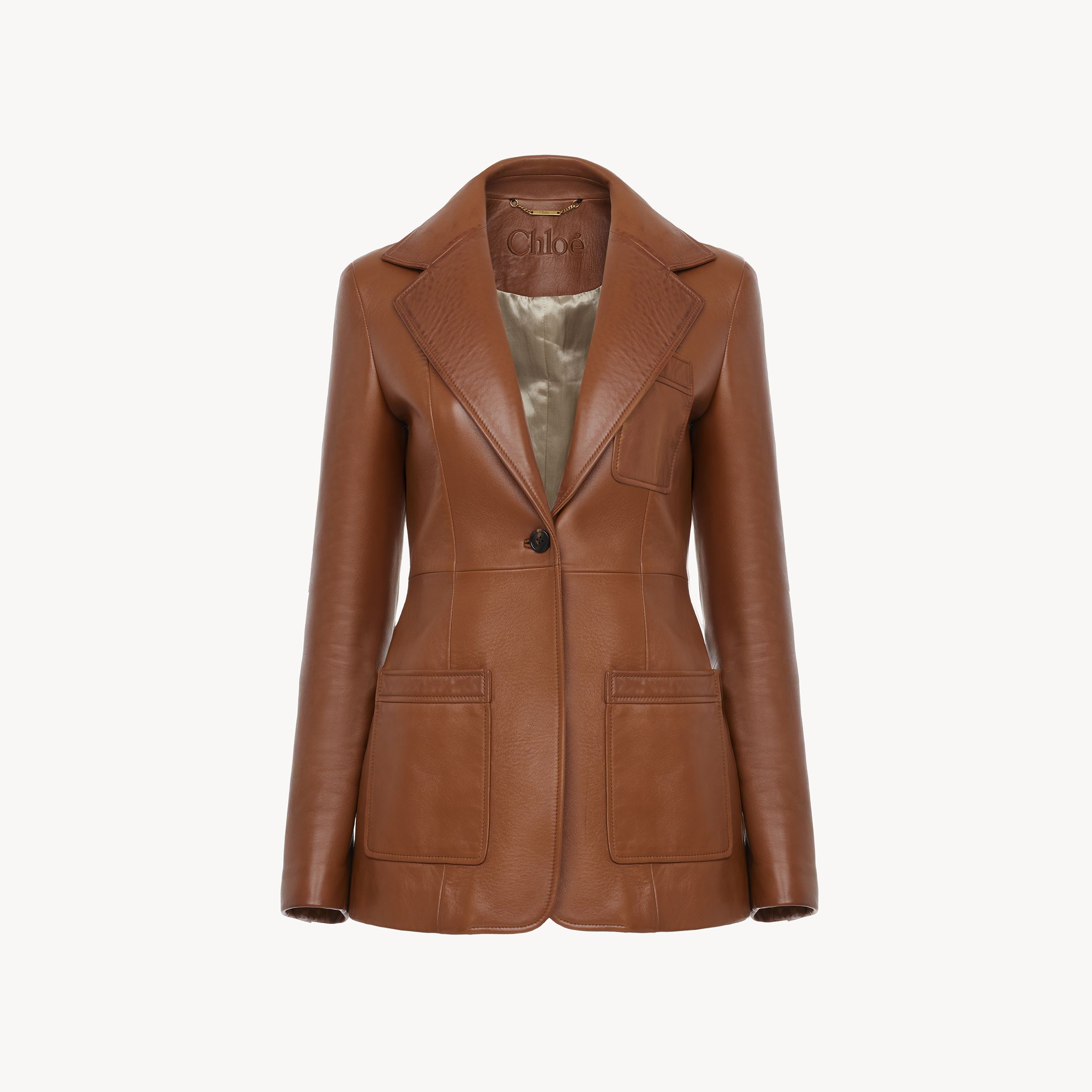 Chloé Veste Blazer En Cuir Femme Brun Taille 38 100% Cuir D'agneau