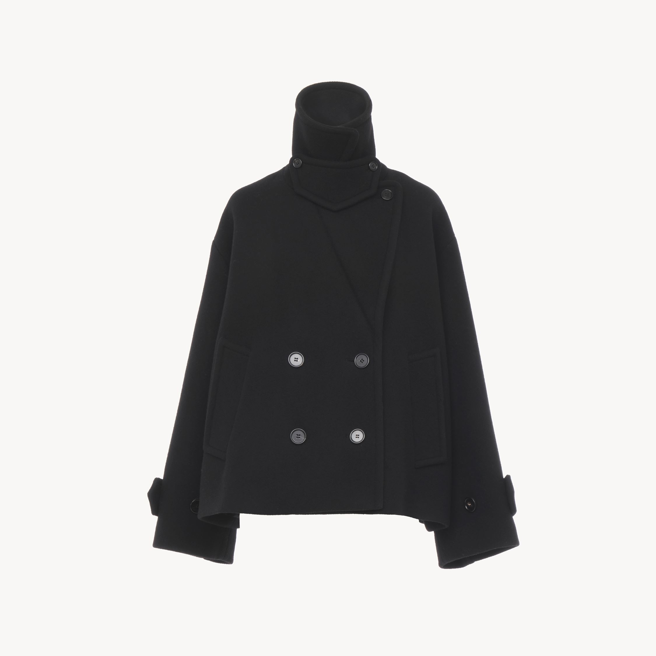 Chloé Manteau Court Oversize En Laine Femme Noir Taille 42 80% Laine Vierge, 20% Polyamide, Horn Bubalus B