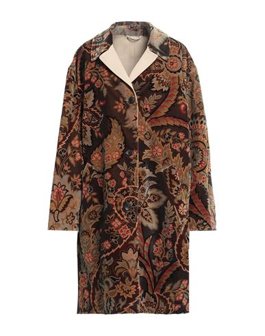 Etro Woman Coat Khaki Size 8 Cotton, Elastane