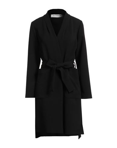 Shirtaporter Woman Overcoat & Trench Coat Black Size 10 Polyester, Viscose, Elastane