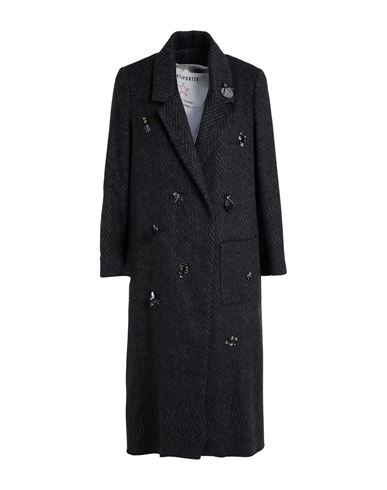 Shirtaporter Woman Coat Black Size 6 Wool, Polyamide, Polyester