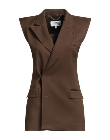 Mm6 Maison Margiela Woman Blazer Military Green Size 6 Polyester In Brown