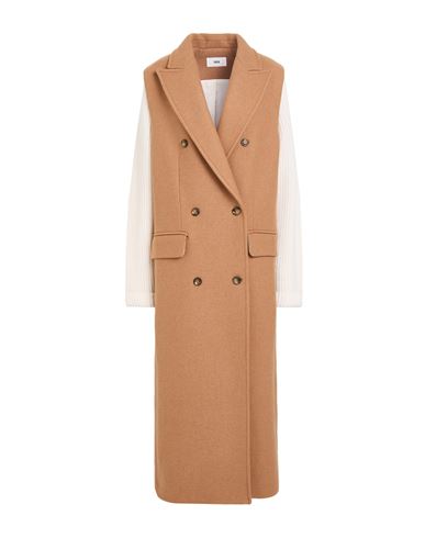 Solotre Woman Coat Camel Size 6 Wool, Virgin Wool, Polyamide, Viscose In Burgundy