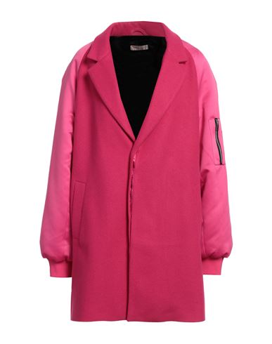 Shopart Woman Coat Fuchsia Size L Acrylic, Polyester, Wool In Pink