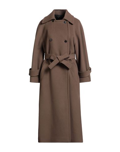 Isabel Benenato Woman Coat Khaki Size 8 Virgin Wool, Polyamide