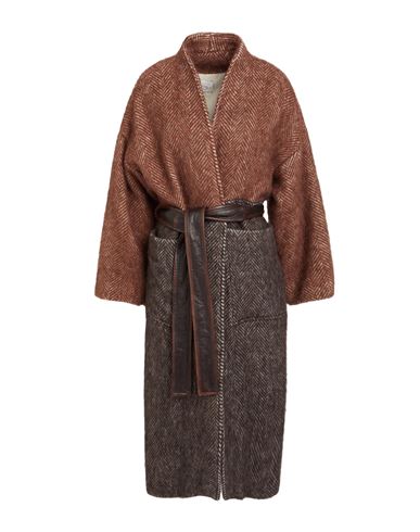 Alysi Woman Coat Brown Size 4 Virgin Wool, Alpaca Wool, Polyamide